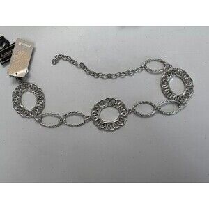 Accessory Design Group Women's Belt 100% Metal Silver Tone Hoop Chain Link Sz S1